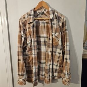 Brown Plaid Button-Up Shirt